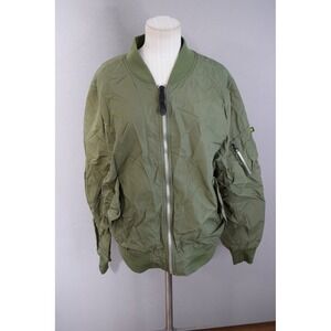 Alpha Industries MA-1 Flight Jacket Large Green Reversible Bomber Men READ